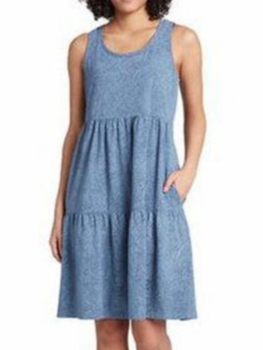 FRYE Faded Bandana Blue Dress Sleeveless Tiered Scoop Neck Knit Dress XXL